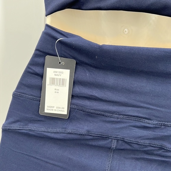 🆕Lydaa Navy Bike Shorts & Sports Bra Set W/Crisscross Mesh Design S,M,L & XL - Picture 5 of 8